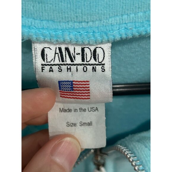 Can Do Fashions Womens Light Blue Full Zip Collared Jacket SZ Small - Picture 5 of 8
